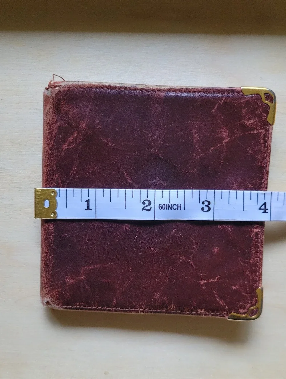 Vintage Cartier Burgandy Leather Bifold Wallet with Gold Corners & Coin holder